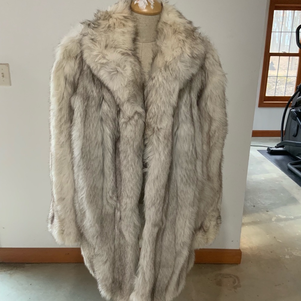 Silver fox fur coat